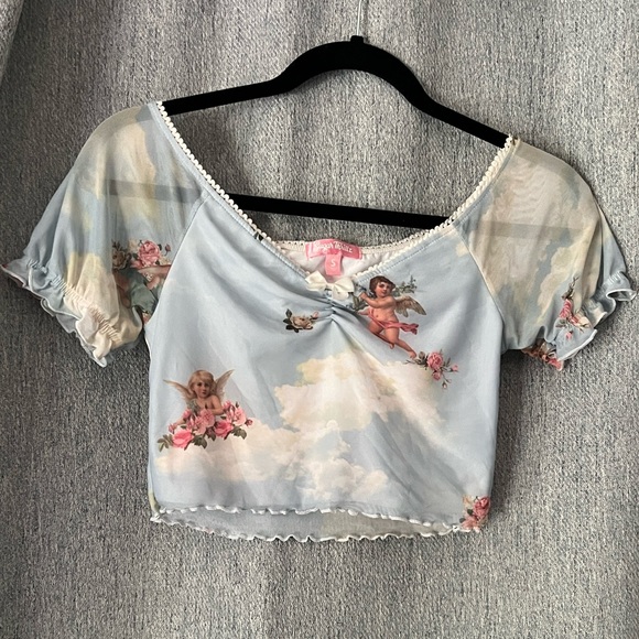 Sugar Thrillz Tops - Sugar Thrillz Heavenly Angel Blue Crop Top